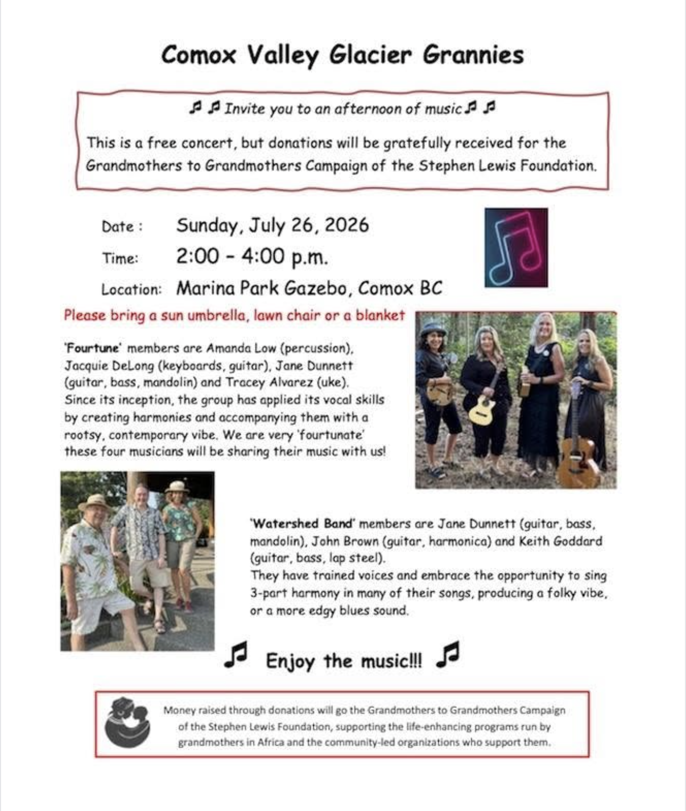 Comox Valley Glacier Grannies: Free Concert